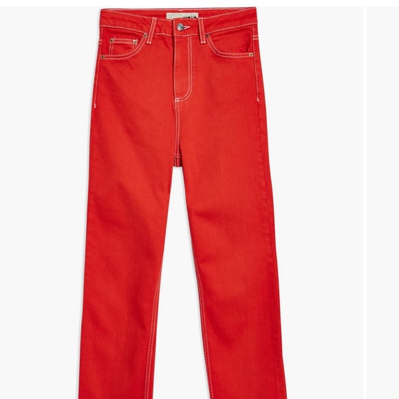 Topshop Red Straight leg jeans - Picture 1 of 8
